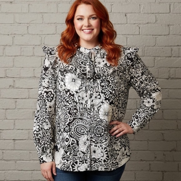 Umgee Tops - Umgee Monochrome Floral Top
